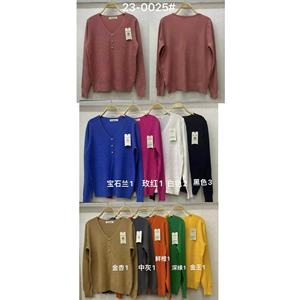 Cardigan da donna maglione con scollo a V abbottonato in vari colori cappotto con stampa sottile per acquisto all'ingrosso o all'ingrosso - Product Image 1