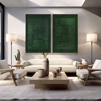 Cuadro Abstracto Grande Verde Wabi Sabi, Naturaleza Muerta Tranquila, Arte Moderno para Pared, Lienzo Acrílico Hecho a Mano, Texturizado en 3D, Obra de Arte para Hogar u Hotel