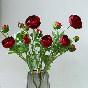 Artificial Camellia Flower 4 Head Flocked Silk High Simulation Wedding Decoration - Product Image 3