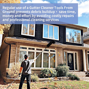 อุปกรณ์ทำความสะอาดรางน้ำแบบประกบยาวอุปกรณ์ทำความสะอาดรางน้ำแบบยืดได้บนพื้นพร้อมหลังคาเหล็กสแตนเลสสำหรับทำความสะอาดรางน้ำ - Product Image 4