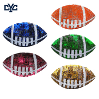 Patchs brodés personnalisés en tissu sergé à faible MOQ, avec sequins brillants, pour le football et le rugby américain multicolore, à thermocoller