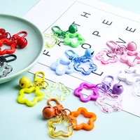 Vente directe usine, prix bas, breloques clochettes double étoile en métal coloré de 14 mm, pendentifs porte-clés DIY pour sacs et accessoires faits main