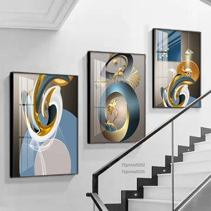 Decorazione per Soggiorno, <span class=keywords><strong>Poster</strong></span> di Lusso in Acrilico Dorato, Arte Moderna da <span class=keywords><strong>Parete</strong></span>, Dipinto Astratto in Cristallo e Porcellana - Product Image 1