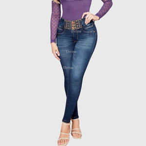 Pantalones vaqueros elásticos para <span class=keywords><strong>mujer</strong></span>, <span class=keywords><strong>Jeans</strong></span> de cintura elástica, Control de barriga, talla grande - Product Image 1