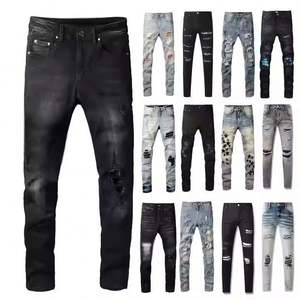 Jeans <span class=keywords><strong>Amir</strong></span> Jean di Alta Qualità, Lussuosi, Stile Retrò, con Cuciture, Lavati, Leggermente Elasticizzati, Slim Fit, Strappati - Product Image 1