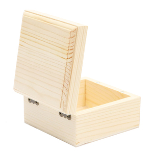 Caja de regalo de madera sin terminar con tapa bisagras, almacenamiento de madera cuadrado, joyería de madera - Product Image 5