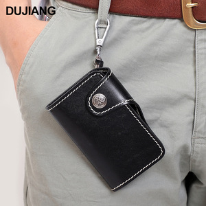 กระเป๋าใส่กุญแจหนังแท้สำหรับผู้ชายดูเจียงพร้อมที่ใส่กุญแจแบบพกพาสีทึบสำหรับใช้ในชีวิตประจำวัน - Product Image 1