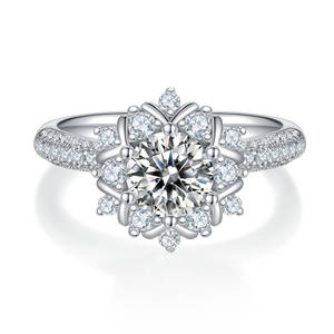 J&C 1CT Round Cut D Color Lab Grown <b>Diamond</b> <b>Ring</b> 925 Sterling Silver Luxury Engagement <b>Ring</b> - Product Image 5