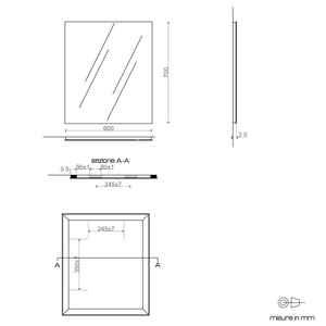 Miroir de salle de bain rectangulaire sans cadre Koricini réversible 60x70 cm, design simple, Italie - Product Image 5