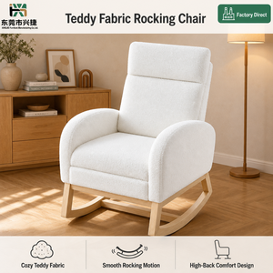 <span class=keywords><strong>Fauteuil</strong></span> à <span class=keywords><strong>bascule</strong></span> en tissu Teddy avec base en bois pour salon, chambre d'enfant, chambre à coucher, vente en gros directe d'usine - Product Image 2