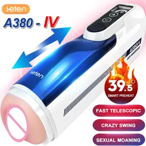 New A380-4 Automatic Piston Telescopic Rotation Male Masturbator Heating Vagina Pocket Moaning Pussy Cup Sex Toys For Men
