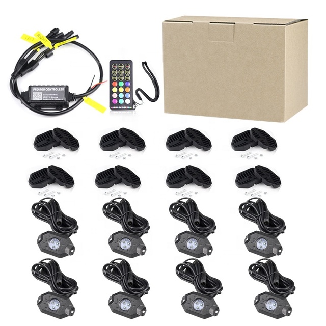 8pods RGB Underglow Rock Light LED Accent Light Neon Underbody Light for Car Truck Atv Utv