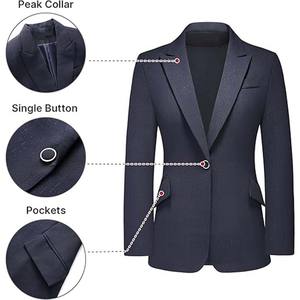 女式两件套v领套装细条纹西装靴剪长裤套装办公商务编织衬衣 - Product Image 3