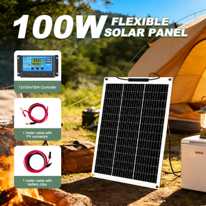 100W Flexible Waterproof Mono Solar 100W MPPT Controller <b>Cable</b> Set for Outdoor Camping Trips 2 Pieces CE Certified 1 Cheap Monoc - Product Image 3