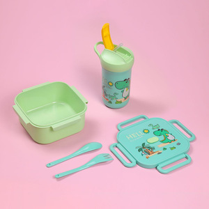 卡通独角兽儿童防漏蒂芬食品容器双酚a免费微波炉儿童学校便当饭盒和水瓶套装 - Product Image 2