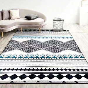 Tapis complet EiffelHome en velours cristal polyester, motif géométrique marocain nordique, style simple, lavable, pour salon - Product Image 5