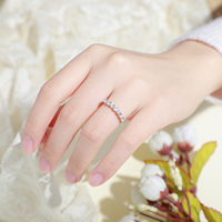 Bague d'éternité en argent S925 avec pierre de moissanite ronde taille brillant de 2 mm, prête à être expédiée, bague de fiançailles, bijoux pour femmes