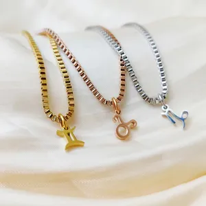 Collana eManco Chic Minimalista con 12 Segni Zodiacali, Catena a Scatola in Acciaio Inossidabile, Colore Oro/Argento 14K, per Appassionate di Astrologia - Product Image 5