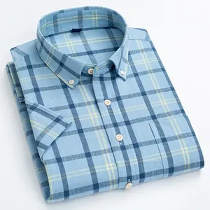 New in <strong>Shirt</strong> Summer Plaid Short Sleeve <strong>Shirts</strong> <strong>for</strong> <strong>Man</strong> Slim Fit <strong>Linen</strong> Cotton Elegant Clothes - Product Image 5
