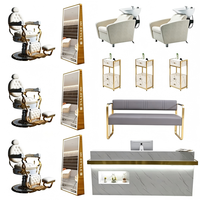 Ensemble de mobilier de salon de beauté professionnel : fauteuil de barbier, bac à shampoing, miroir – Vente en gros