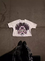 Fabricant de t-shirts personnalisés streetwear boxy cropped tee impression numérique lourd 100 coton col montant t-shirt graphique pour hommes