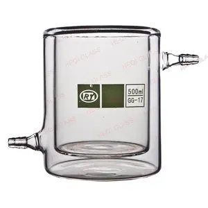 Fabriek Directe Verkoop Hoge Kwaliteit Aangepaste Lab Glaswerk Glazen Mantel Bekerglas Dubbellaags Mantel Beker 500Ml