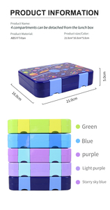 Scatola Porta Pranzo per Bambini in Tritan Senza BPA con 4 Scomparti, Vassoio Rimovibile e Adatta al Microonde per la Scuola - Product Image 6