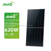 Panneau solaire Jinko Tiger Neo N-Type bifacial 620W, module double vitrage avec technologie PERC haute efficacité et cellules demi-coupe.