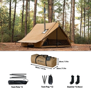 Tente de <span class=keywords><strong>camping</strong></span> carrée quatre saisons Hot Cabin <span class=keywords><strong>Chalet</strong></span> 70 Pro, tente murale portable avec cheminée, deux poteaux, pour 2-3 personnes, randonnée - Product Image 2