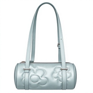 Bolso de Mano de Lujo Plateado para Mujer, Bonito Bolso de Hombro de PU con Flores en Relieve y Cierre de Cremallera, para Navidad/Cumpleaños/Día de San Valentín - Product Image 1