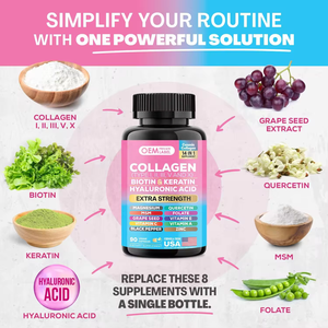 14-in-1 Collageen Complex <span class=keywords><strong>Capsules</strong></span> voor Volwassen Vrouwen, Supplement voor Huid, Haar & Nagels, 60 stuks, 2 <span class=keywords><strong>capsules</strong></span> per dag - Product Image 3