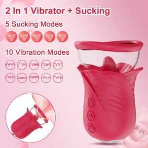 Masturbatore per Lesbiche che Imita il Sesso Orale per Stimolare Clitoride e Punto G, Vibratore a Forma di Rosa - Product Image 3