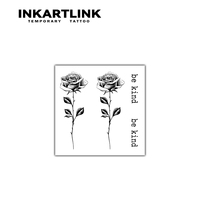 Autocollants de tatouage semi-temporaire pour femmes, motif rose élégante avec inscription 'Be Kind', style dessin noir, pour le corps, vente en gros