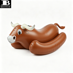Bouée gonflable en forme de taureau à bascule, en PVC épaissi, avec poignées, pour enfants et adultes, jouet d'été pour la plage et les fêtes - Product Image 4
