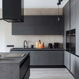 Cuisine moderne sur mesure, luxe léger, intégration cuisinière en acier inoxydable, design mural complet, structure en MDF, verre PVC, maison - Product Image 5