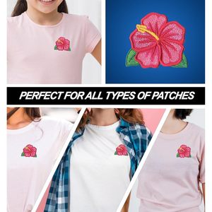 Set de 11 Parches Bordados de Flor de Hibisco Rosa DigitEMB, Apliques Florales Tropicales Termoadhesivos y Cosidos para Chaquetas, Mochilas, Sombreros y Jeans - Product Image 6