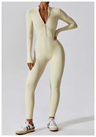 Combinaison de Sport Gainante Haute Intensité pour Femme, à Manches Longues et Fermeture Éclair avec Logo Personnalisé