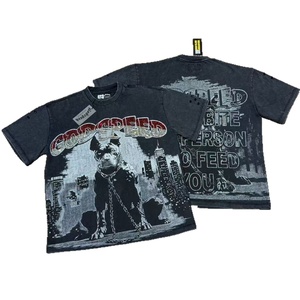 <span class=keywords><strong>T</strong></span>-shirt graphique streetwear de luxe LY 2026 en coton épais, imprimé crâne délavé vintage, coupe oversize pour homme, mode hip-hop - Product Image 1