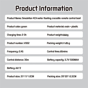 Bateau télécommandé V002 RC Crocodile 2.4G, bateau farceur tête d'alligator, bateau rapide étanche pour piscine et étang - Product Image 4