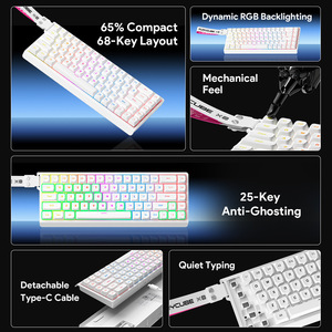 Clavier filaire à sensation mécanique, silencieux, pour le bureau et le jeu, portable, compact, avec un petit format de clavier à ruban - Product Image 2