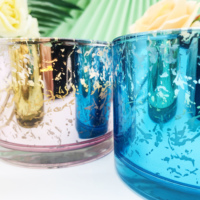 Bougie parfumée de luxe multicolore, pot en verre doré, de qualité, pour la cire de soja, 3 brin, vente en gros, usine