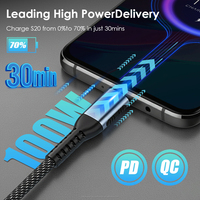 Câble de charge PD tressé BB38-1 2m 100W, transfert de données 480 Mbps, câble USB-C vers USB-C, charge rapide 100W, câble de charge Type-C