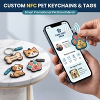 Porte-clés NFC personnalisé avec logo pour animaux de compagnie, vente en gros, étiquettes intelligentes programmables en PVC pour chiens et chats