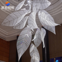 Luminaires suspendus en forme de feuilles d'or réglables en hauteur, haute fiabilité, pour couloir, restaurant haut de gamme, décorations artistiques, sur mesure, longs