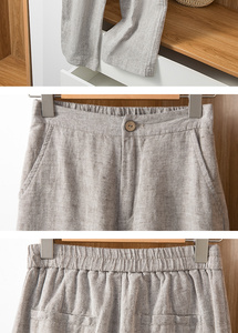 <span class=keywords><strong>Pantaloni</strong></span> larghi larghi Casual da donna di alta qualità in lino 100% da donna <span class=keywords><strong>pantaloni</strong></span> elastici in vita <span class=keywords><strong>pantaloni</strong></span> <span class=keywords><strong>con</strong></span> tasche - Product Image 5