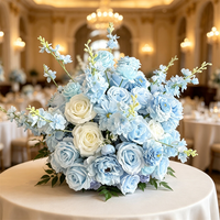 C-603 Vente en gros Magnifiques boules de fleurs en soie réalistes de 60 cm, roses et bleues, boules de fleurs de roses bleues pour centres de table