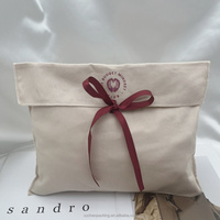Sac de couverture d'enveloppe en sergé de coton beige imprimé de logo personnalisé réutilisable cadeau bébé vêtements chaussures pochette anti-poussière 100% coton sac à poussière