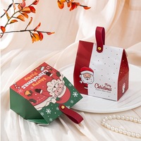 Nouveauté - Boîte cadeau pour bonbons sur le thème de Noël avec poignée en cuir et fermeture à rivets