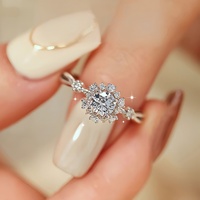 Bague Solitaire Tendance en Moissanite Forme Tournesol, Argent 925, Clarté VVS, pour Fiançailles, Vente en Gros, Bijoux en Vrac, Fabrication OEM ODM