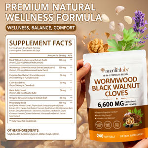 Kapsul Lunak Ekstrak <span class=keywords><strong>Herbal</strong></span> Alami Acentiallabs Wormwood, Kenari Hitam, dan Cengkeh untuk Detoksifikasi Usus dan Kesehatan Pencernaan Manusia - Product Image 5